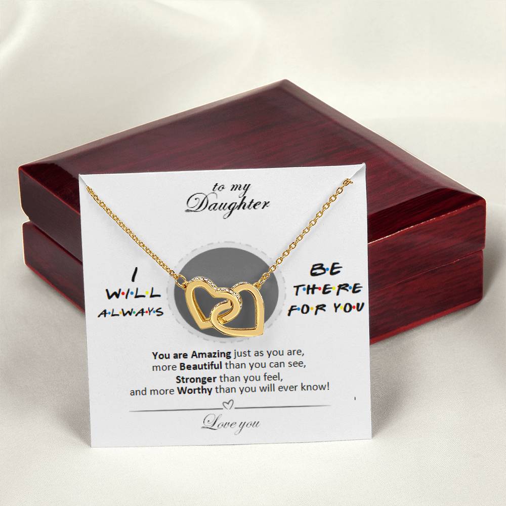 To My Daughter - Always There For You Necklace Interlocking Hearts Necklace