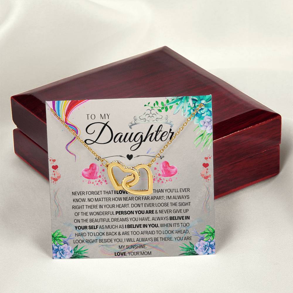To My Daughter Interlocking Hearts Necklace