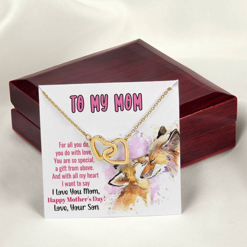 To My Mom Mother'S Day Linked Hearts Necklace From Son Interlocking Hearts Necklace