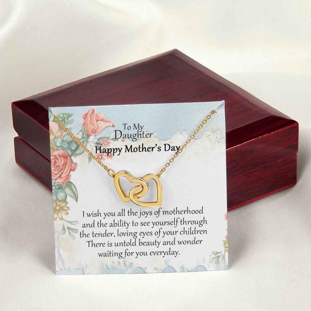 To My Daughter - Happy Mother'S Day - Interlocking Hearts Necklace - Gift For Daughter
