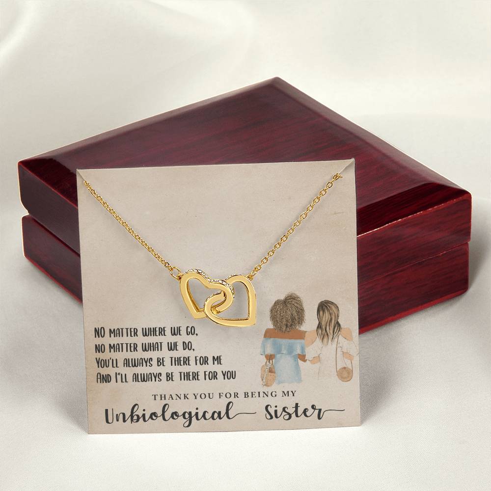 Unbiological Sister Necklace Best Friend Forever Bff Interlocking Hearts Necklace