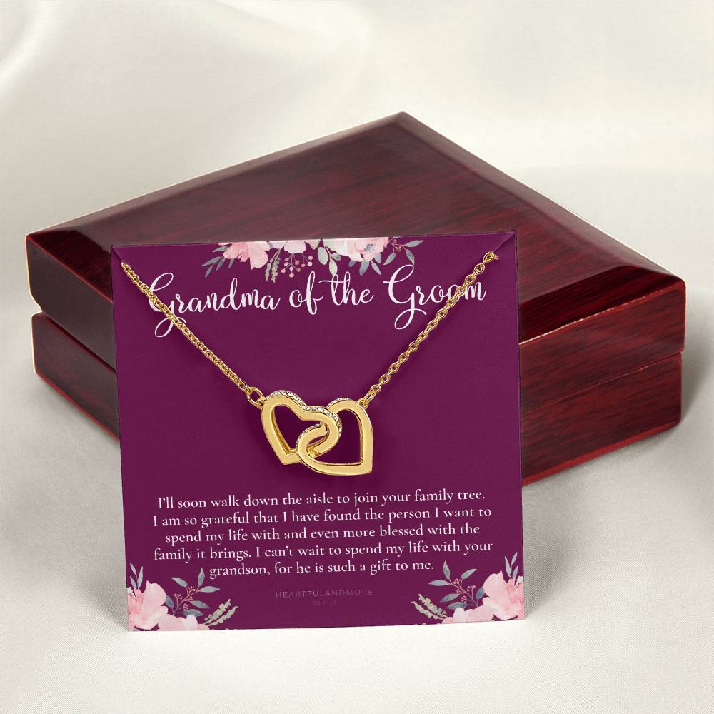Grandmother Of The Groom Gift Necklace Grandma Wedding Gift Nana Bridal Shower Rehearsal Dinner Thank You Gift Interlocking Hearts Necklace