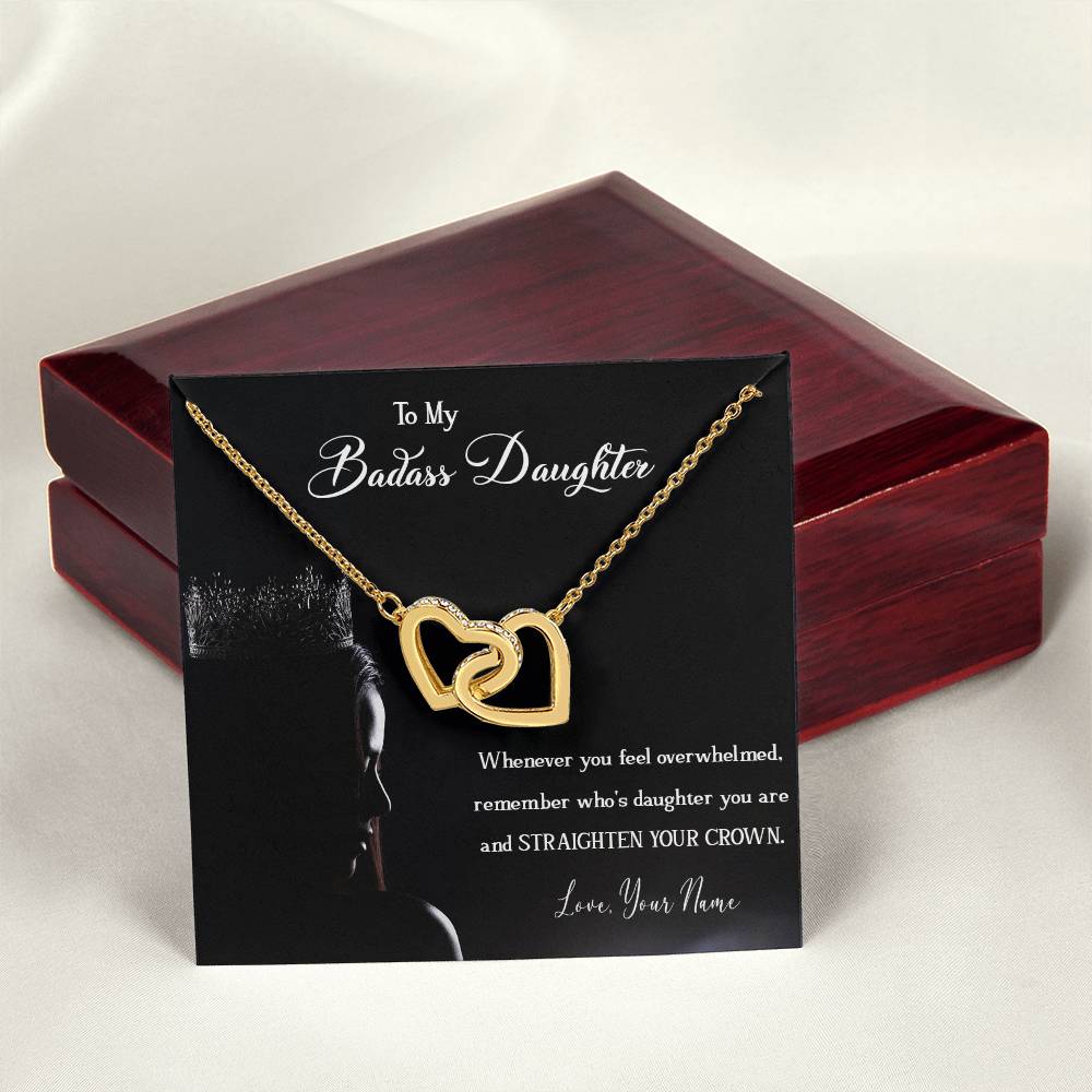 To My Badass Daughter Badass Daughter Necklace Gift For Daughter Necklace To My Badass Daughter Daughter Birthday Interlocking Hearts Necklace