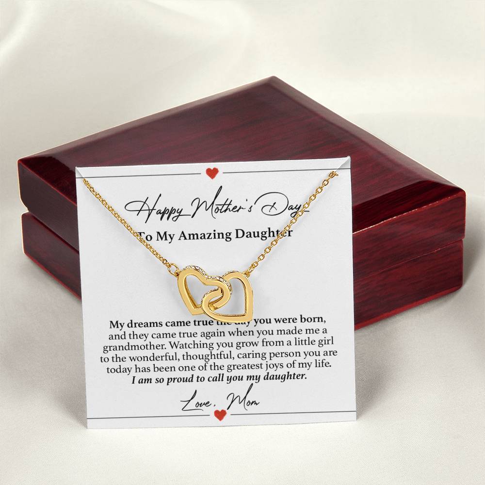 To My Daughter Mother'S Day Gift Necklace Interlocking Hearts Necklace