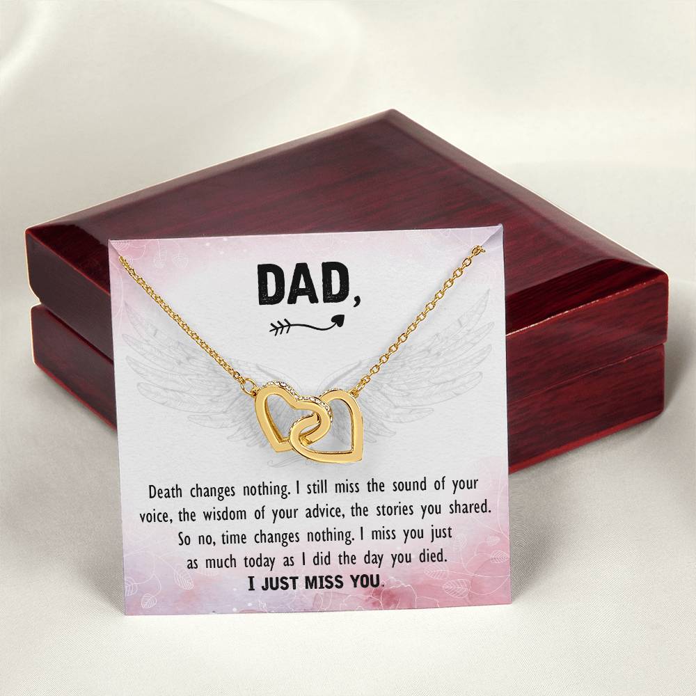 Personal Father Memorial Remember Dad Necklace Gift For Loss Dad Angel Wing Condolence Jewelry Grieving Friend Gift Interlocking Hearts Necklace