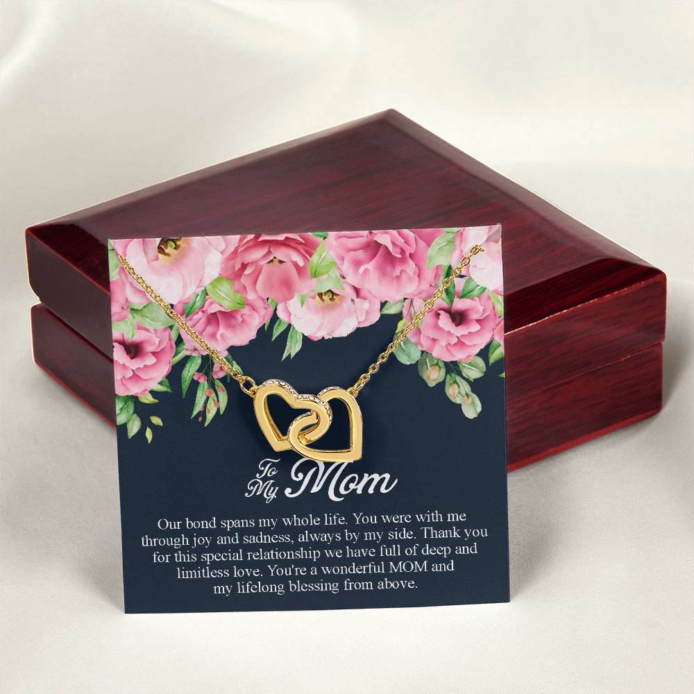 To My Mom You'Re A Wonderful Mom Interlocking Hearts Necklace