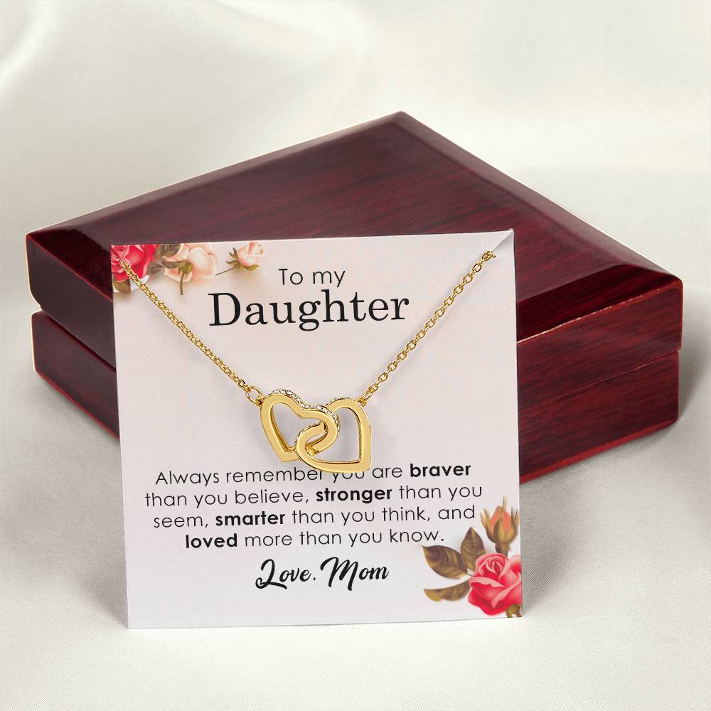 To My Daughter - Interlocking Heart Necklace Interlocking Hearts Necklace