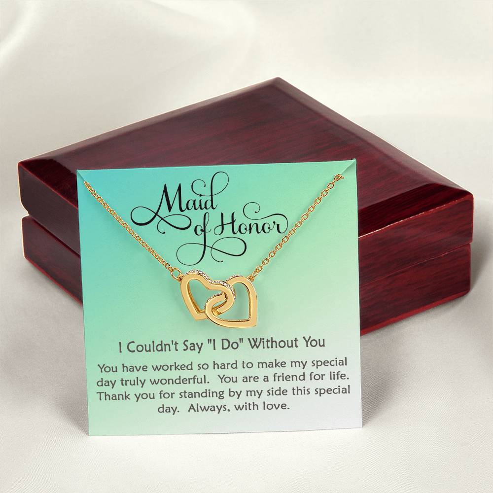 Maid Of Honor Linked Hearts Necklace Gift Interlocking Hearts Necklace