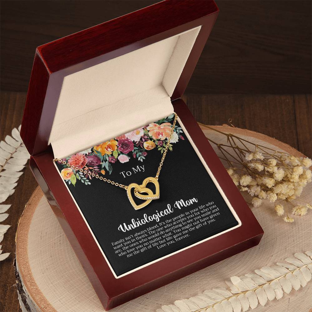 Unbiological Mom Necklace Interlocking Hearts Necklace