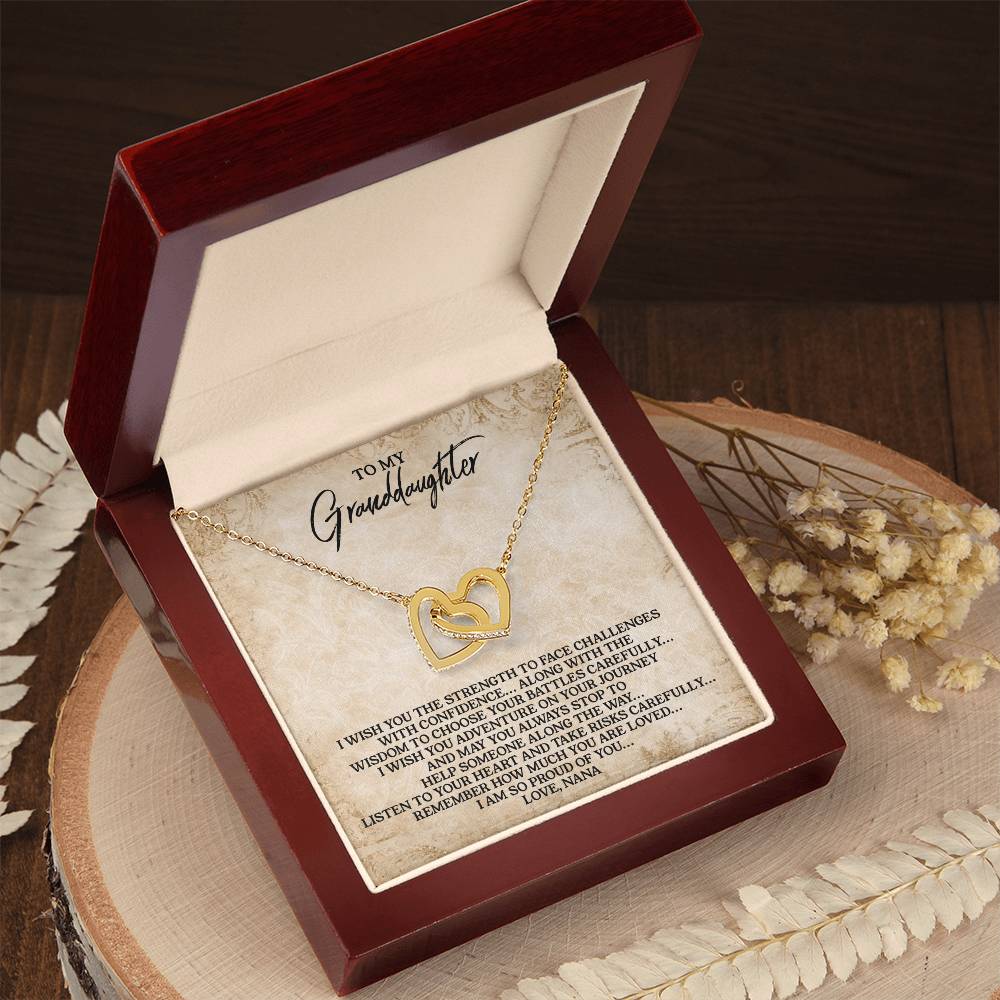 To My Granddaughter - Love Nana - Alluring Beauty Necklace Interlocking Hearts Necklace