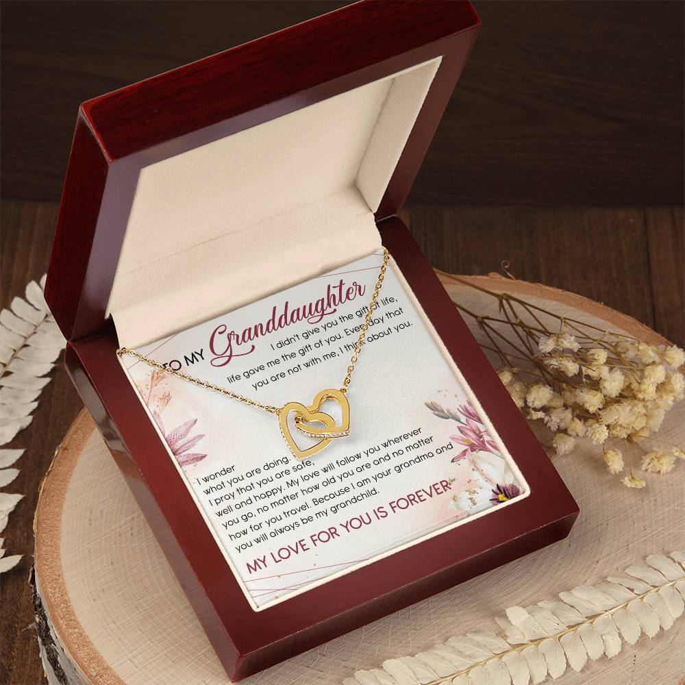 To My Granddaughter Interlocking Hearts Necklace Message Card