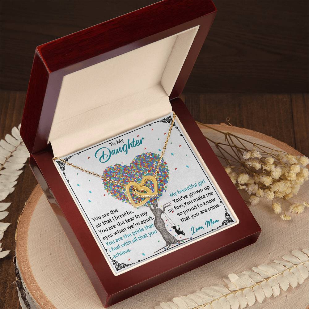 Love Always Comes From The Heart - To My Daughter Luxe Interlocking Heart Necklace Gift Set Interlocking Hearts Necklace