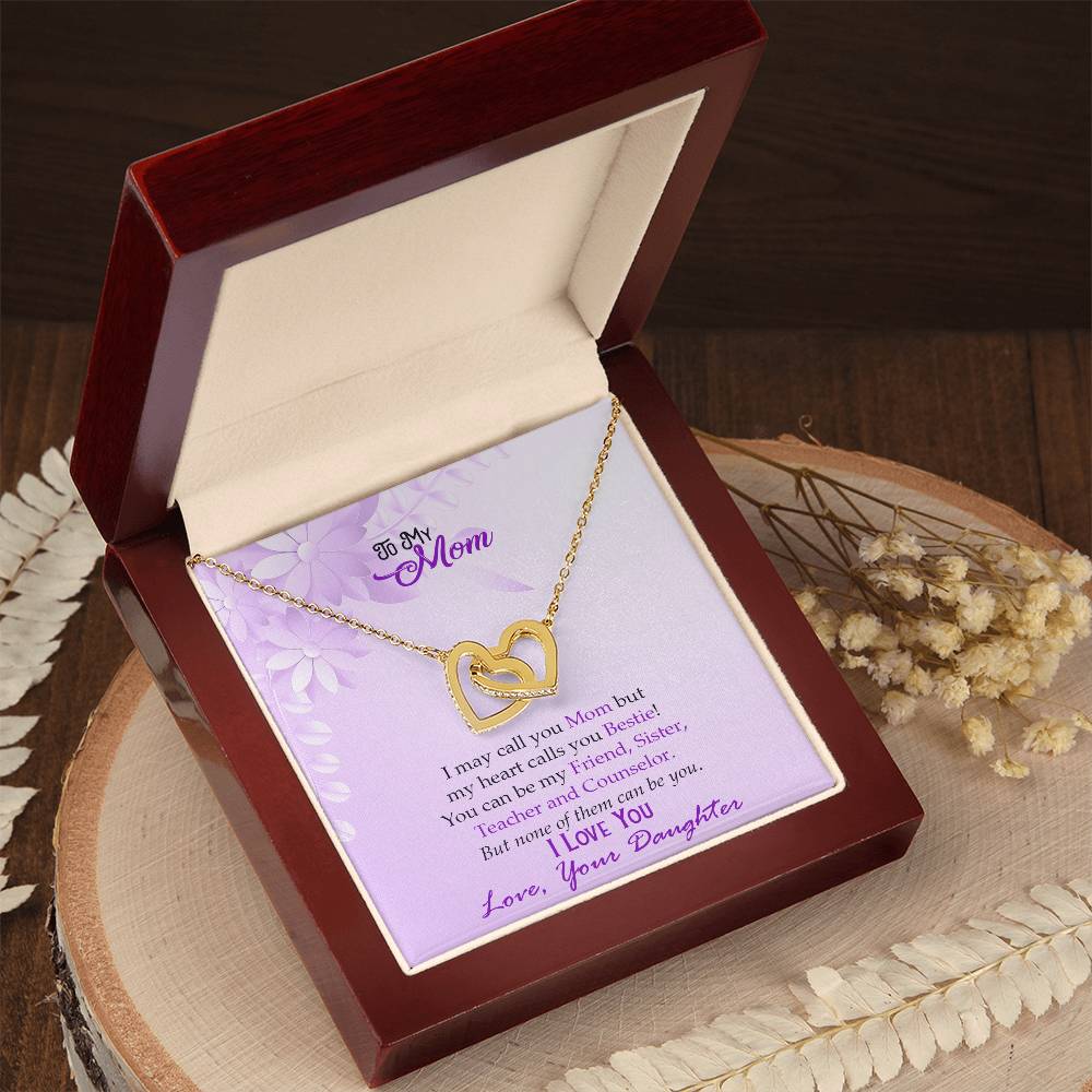 Bestie Mom Two Hearts Necklace Interlocking Hearts Necklace