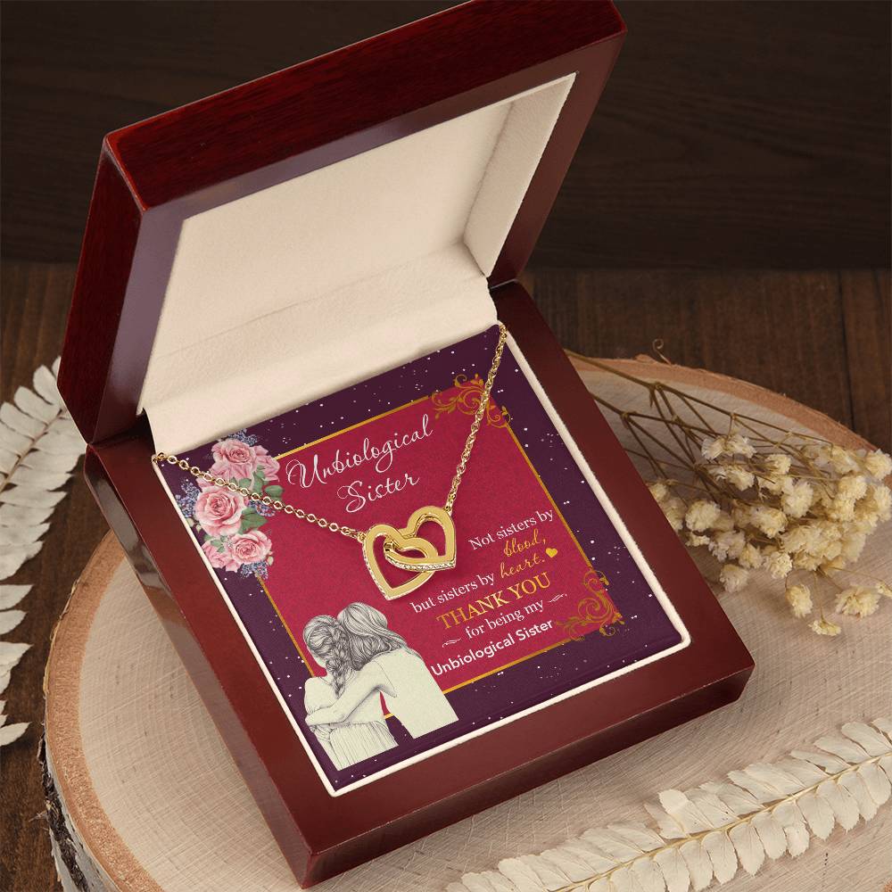 Unbiological Sister-Not Sisters By Blood But Sisters By Heart-Interlocking Heart Necklace Interlocking Hearts Necklace