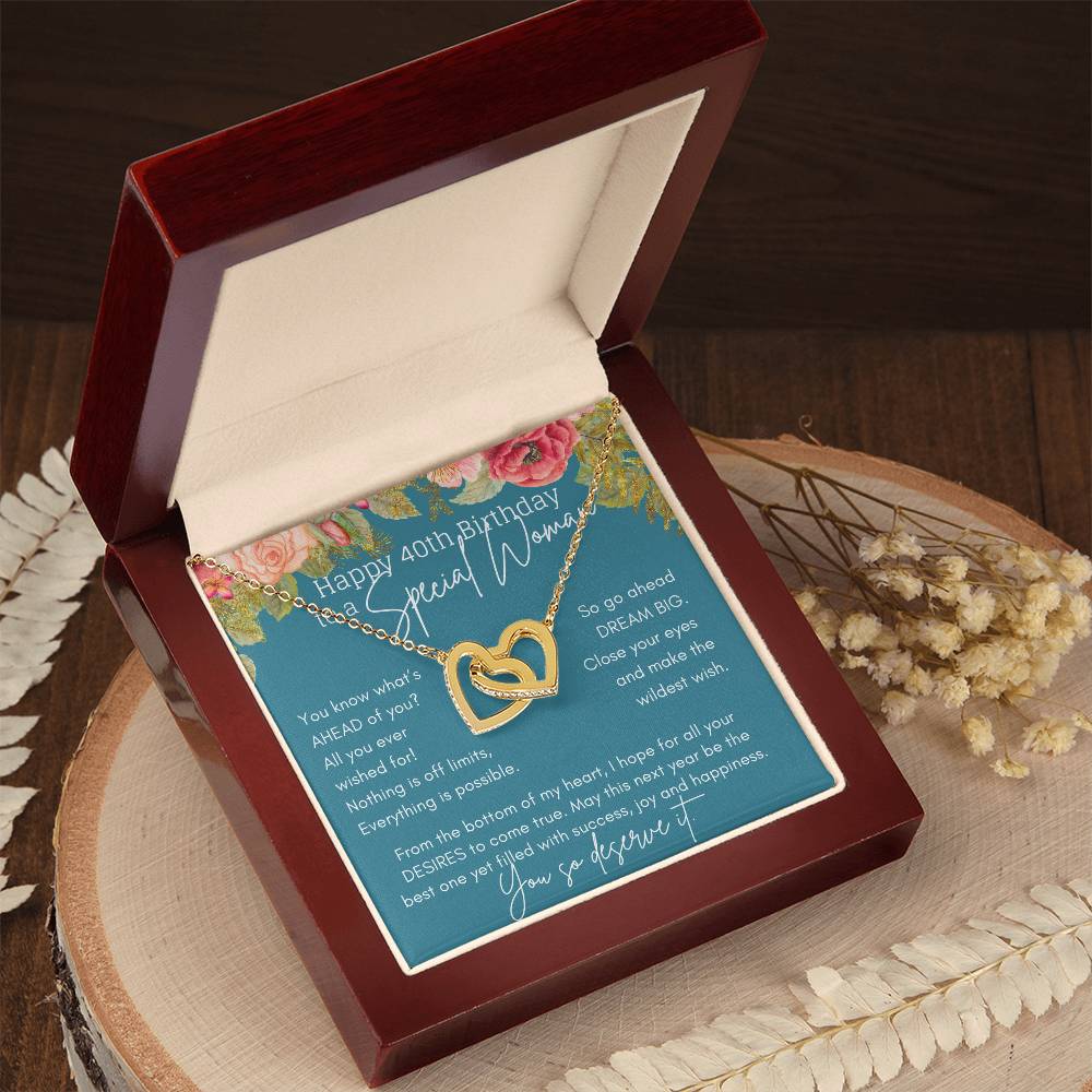 40Th Birthday Necklace For Women Gift Ideas Interlocking Hearts Necklace
