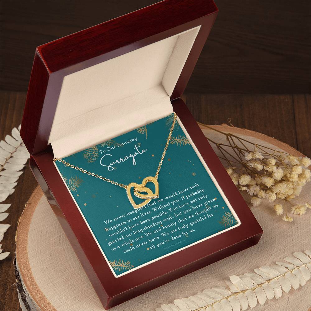 Surrogate Appreciation Gift Surrogate Gift Surrogate Gift With Message Card Surrogate Transfer Day Thank You Gift Interlocking Hearts Necklace