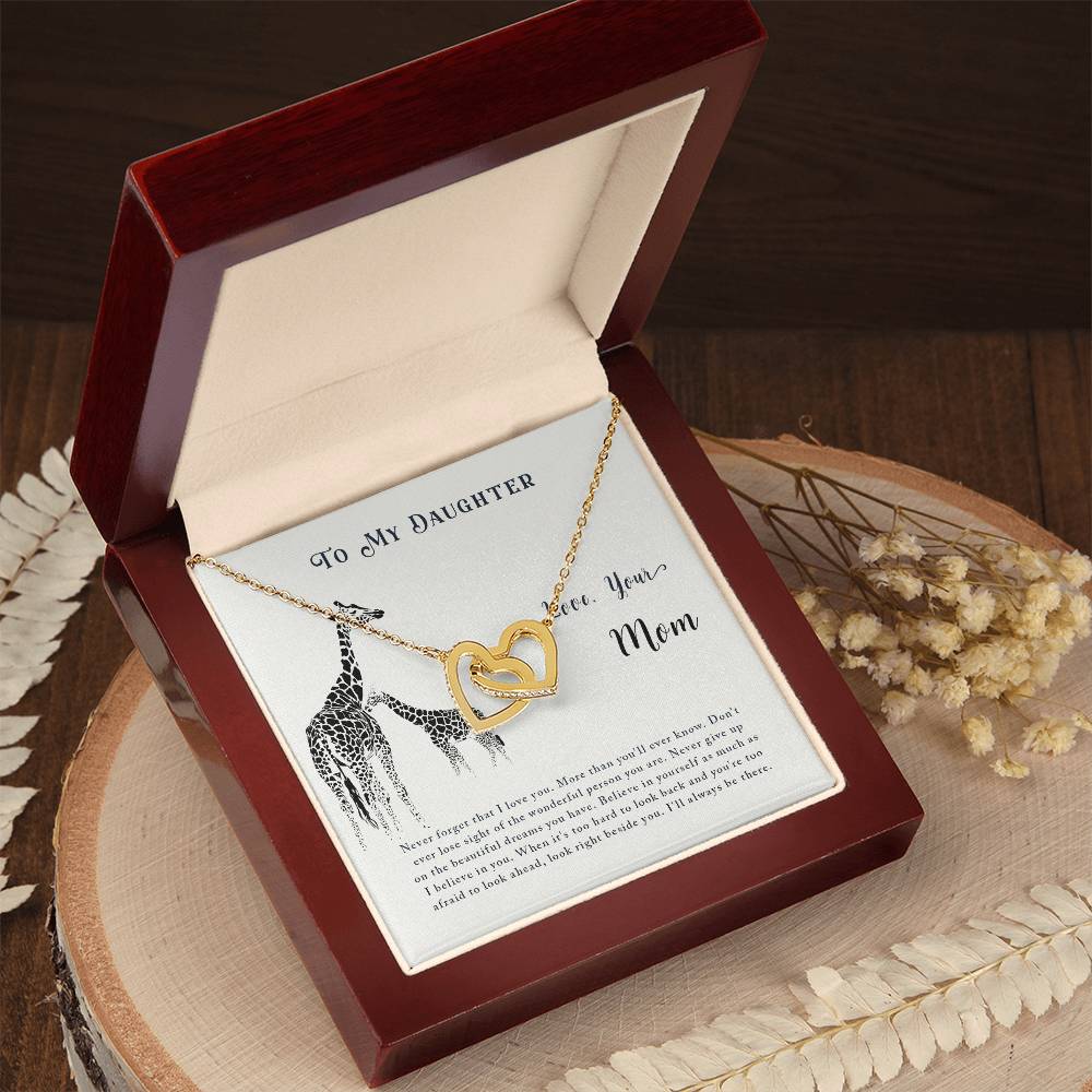 For Daughter - Never Forget That I Love You - Interlocking Hearts Necklace