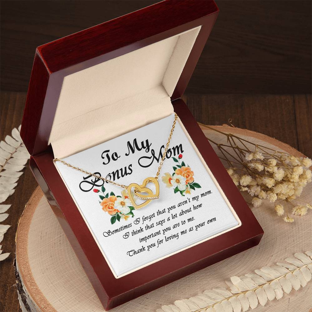 To My Bonus Mom Interlocking Hearts Necklace