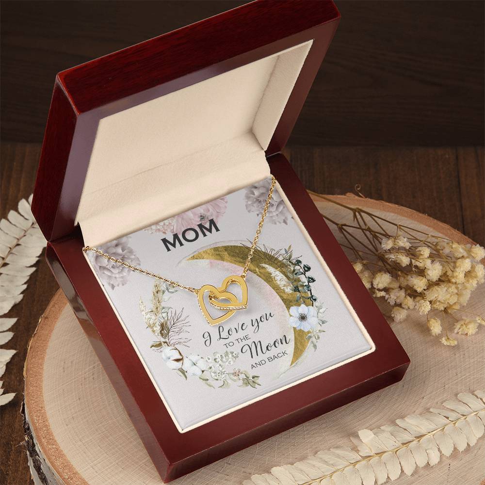 Birthday Gift From Daughter Gift For Mom I Love You To The Moon And Back Necklace For Mom Mother'S Day Gift Women'S Jewelry Interlocking Hearts Necklace