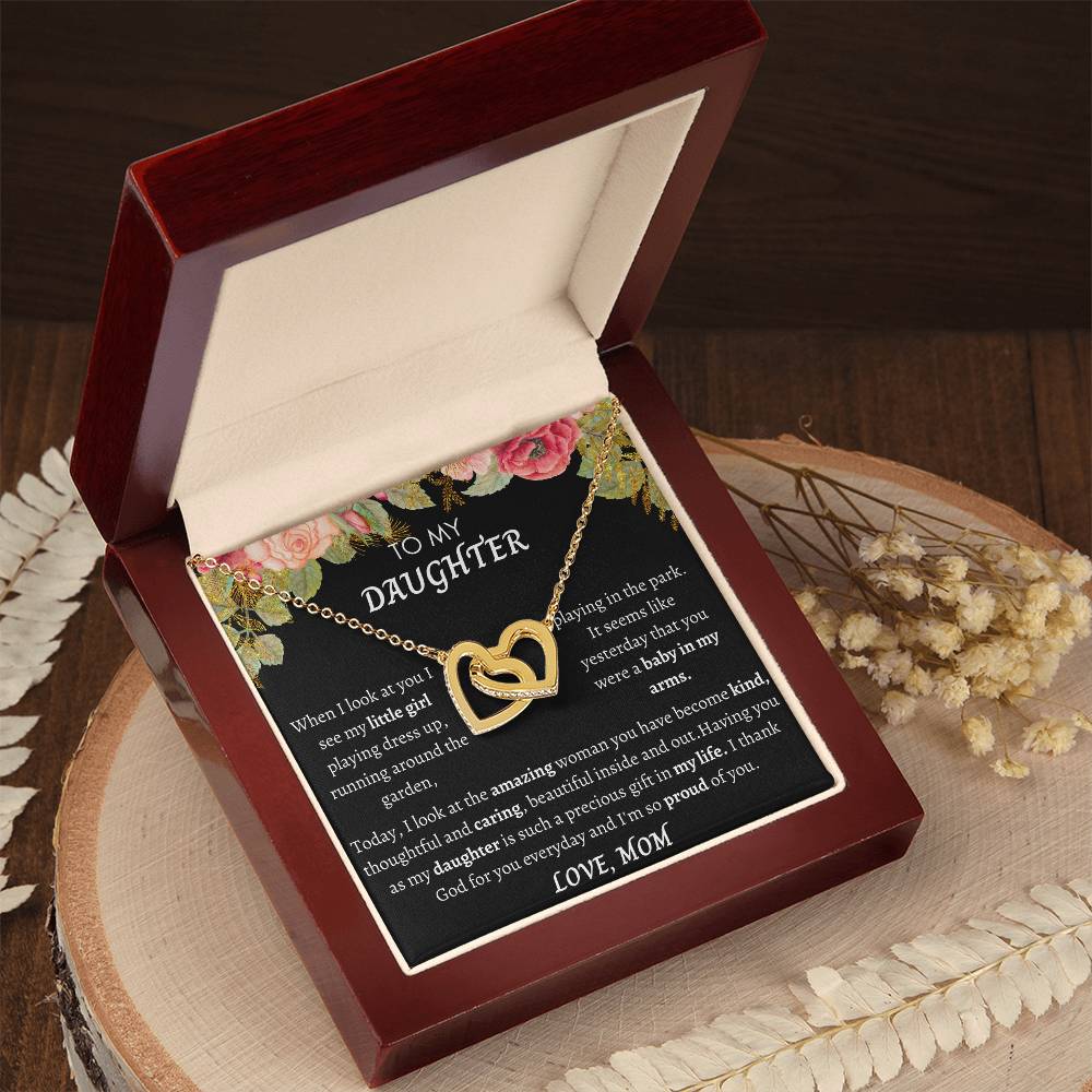 To My Daughter Interlocking Hearts Necklace