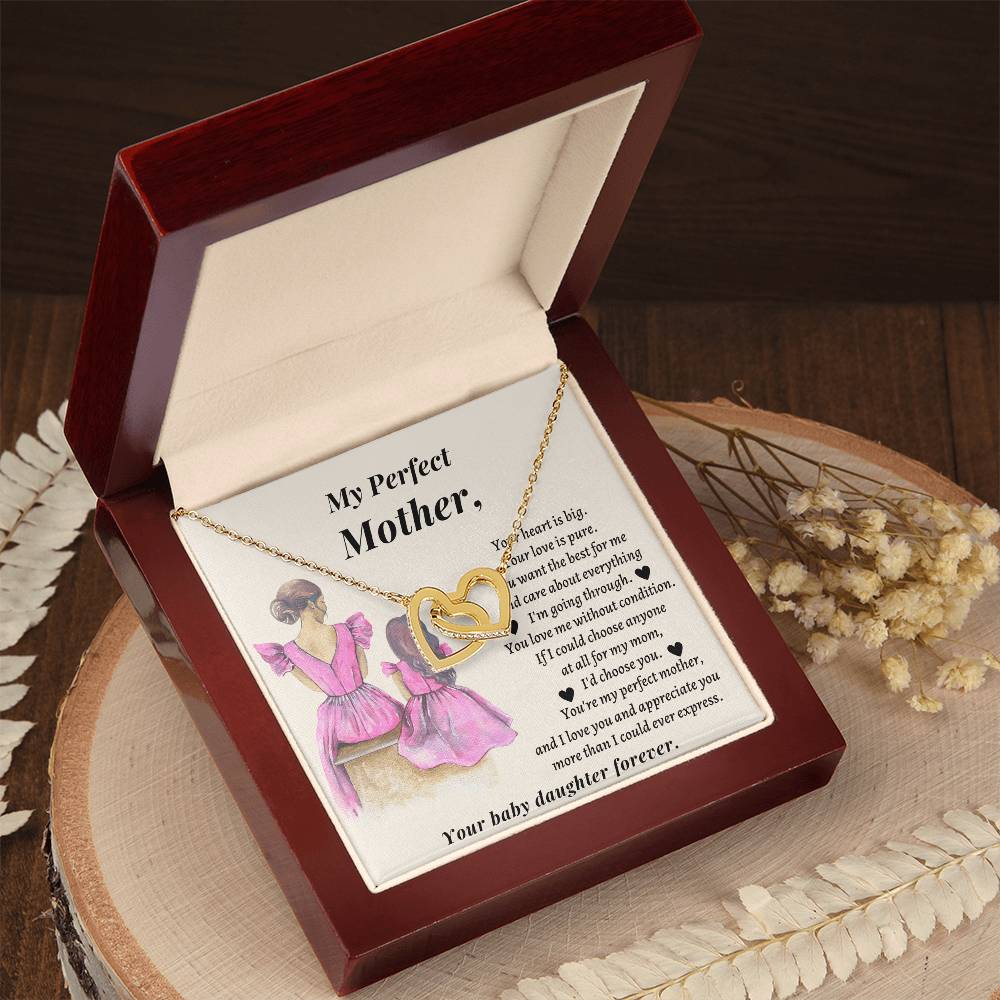 Wedding Gift For Mother - You'Re My Perfect Mother And I Love You And Appreciate You More Than I Could Ever Express Interlocking Hearts Necklace