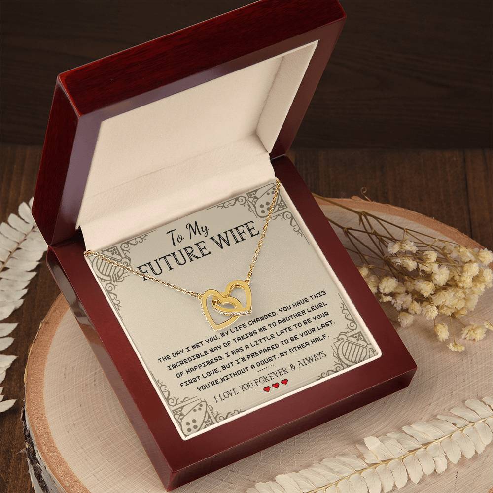 To My Future Wife - I Love You Interlocking Hearts Necklace