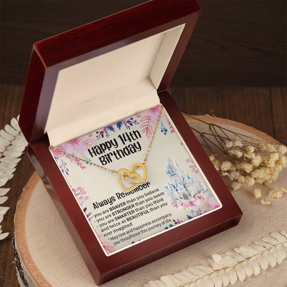 Happy 14Th Birthday Gift For Daughter Gift For 14 Years Old Birthday Teen Girl Daughter Necklace Gift Interlocking Hearts Necklace