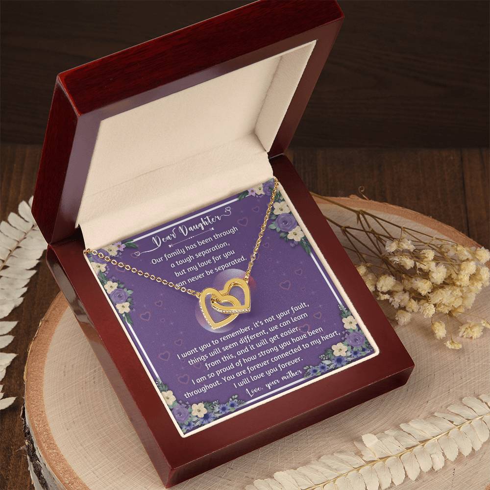 Forever Connected Hearts Necklace To My Daughter - A Never Separated Love - From Mother Interlocking Hearts Necklace