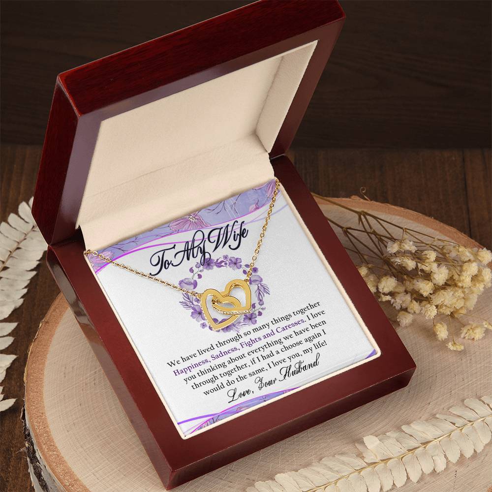 To My Wife Interlocking Hearts Necklace Message Card