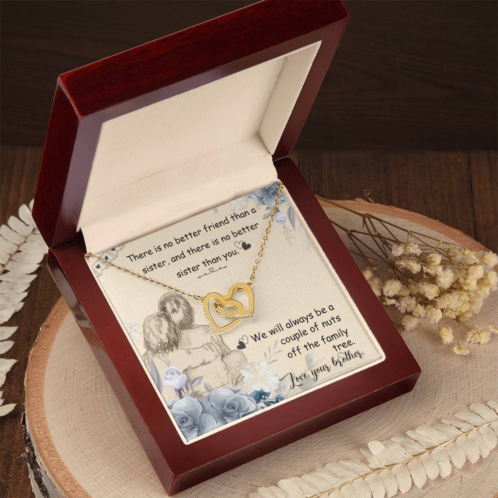 My Little Sister Two Hearts Necklace Loving Sister Gift Chain Funny Sister Present Interlocking Hearts Necklace