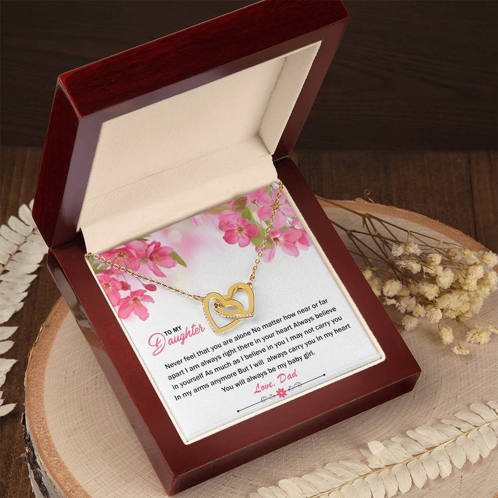 To My Daughter - I Will Always Carry You In My Heart - Necklace Interlocking Hearts Necklace