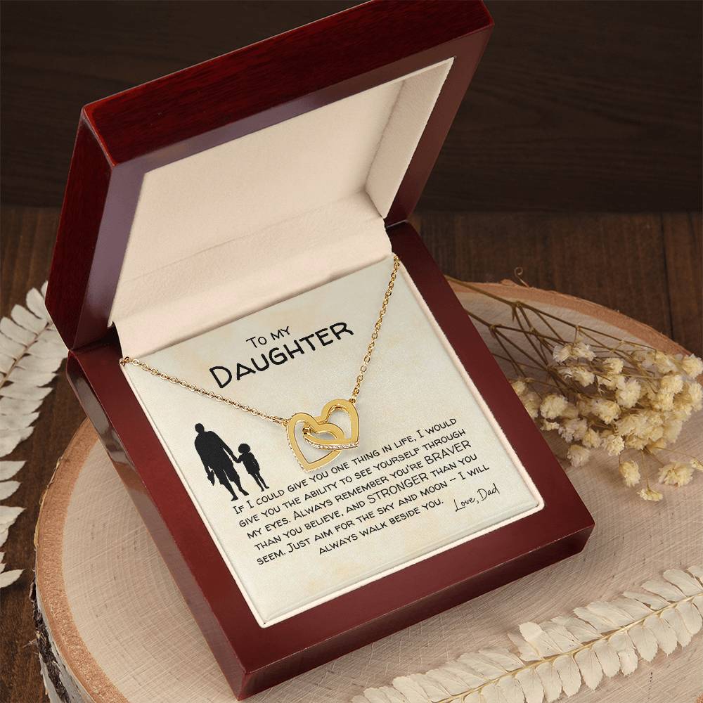 To My Daughter - Always Beside You - Necklace Interlocking Hearts Necklace