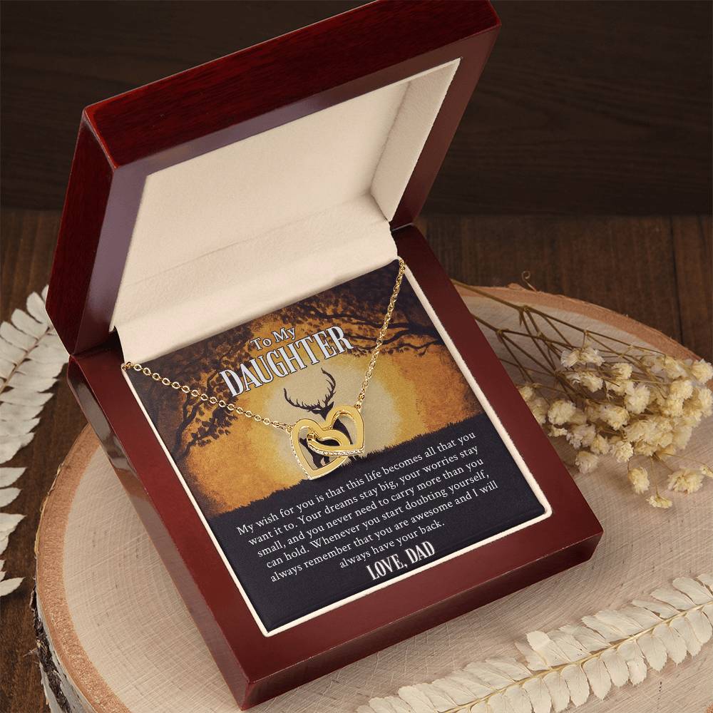 My Daughter - I Will Always Have Your Back Interlocking Hearts Necklace