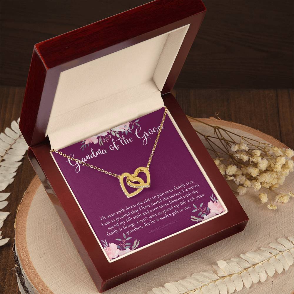 Grandmother Of The Groom Gift Necklace Grandma Wedding Gift Nana Bridal Shower Rehearsal Dinner Thank You Gift Interlocking Hearts Necklace