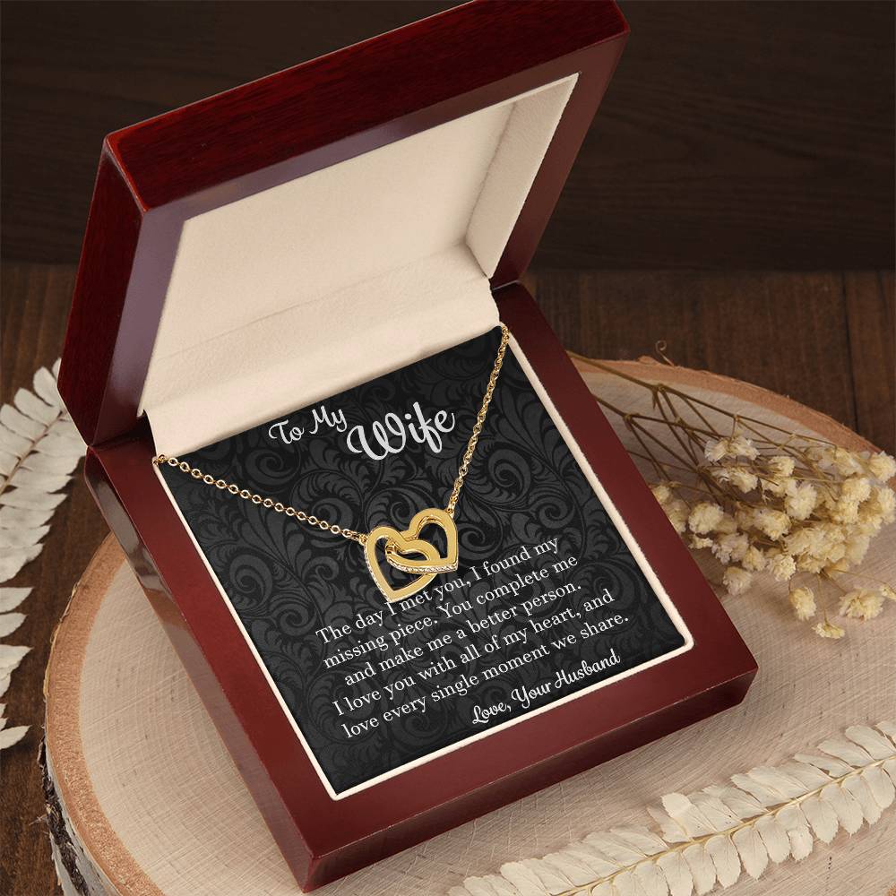 To My Wife The Day I Met You - Love Husband Interlocking Hearts Necklace