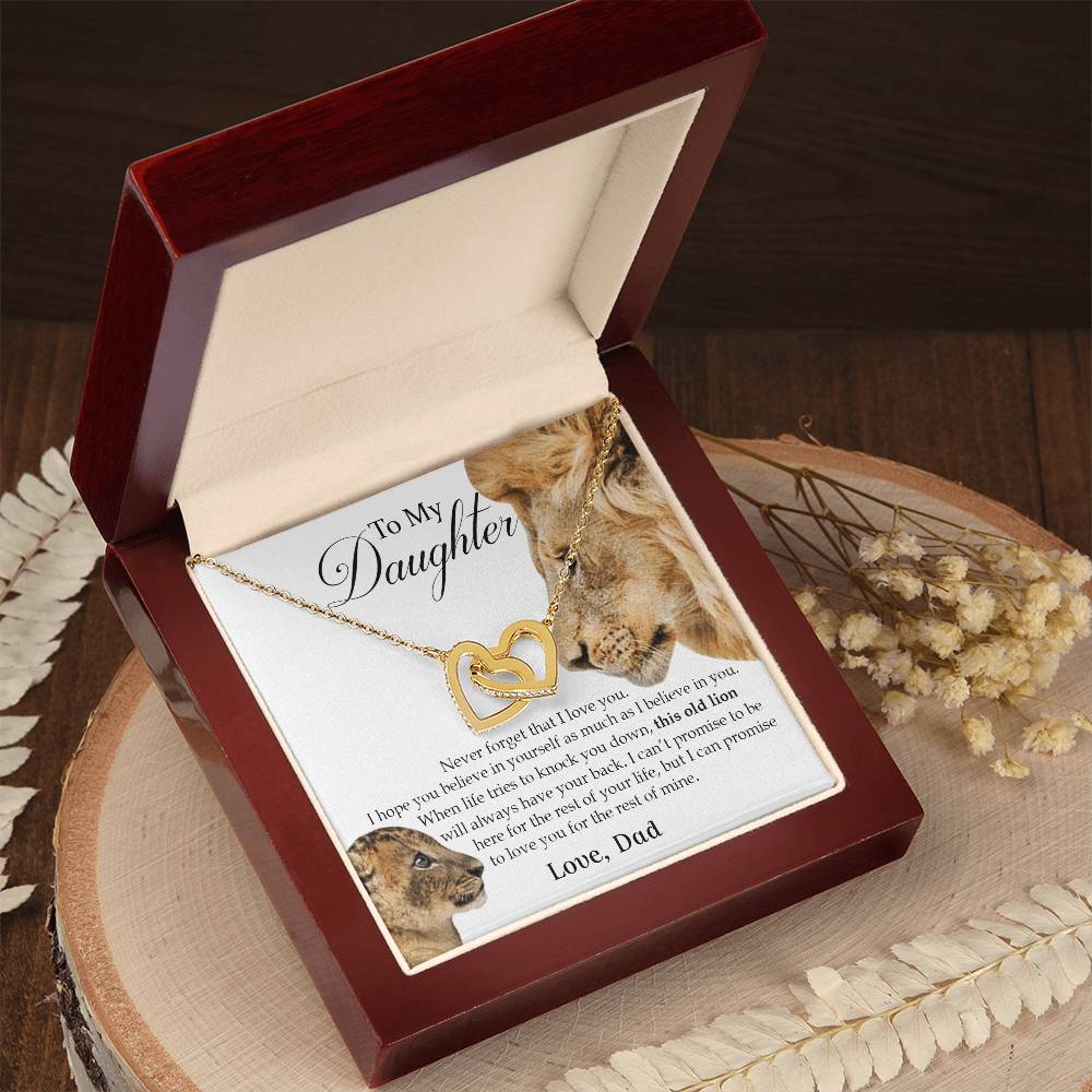 To My Daughter Interlocking Heart Necklace Old Lion Interlocking Hearts Necklace