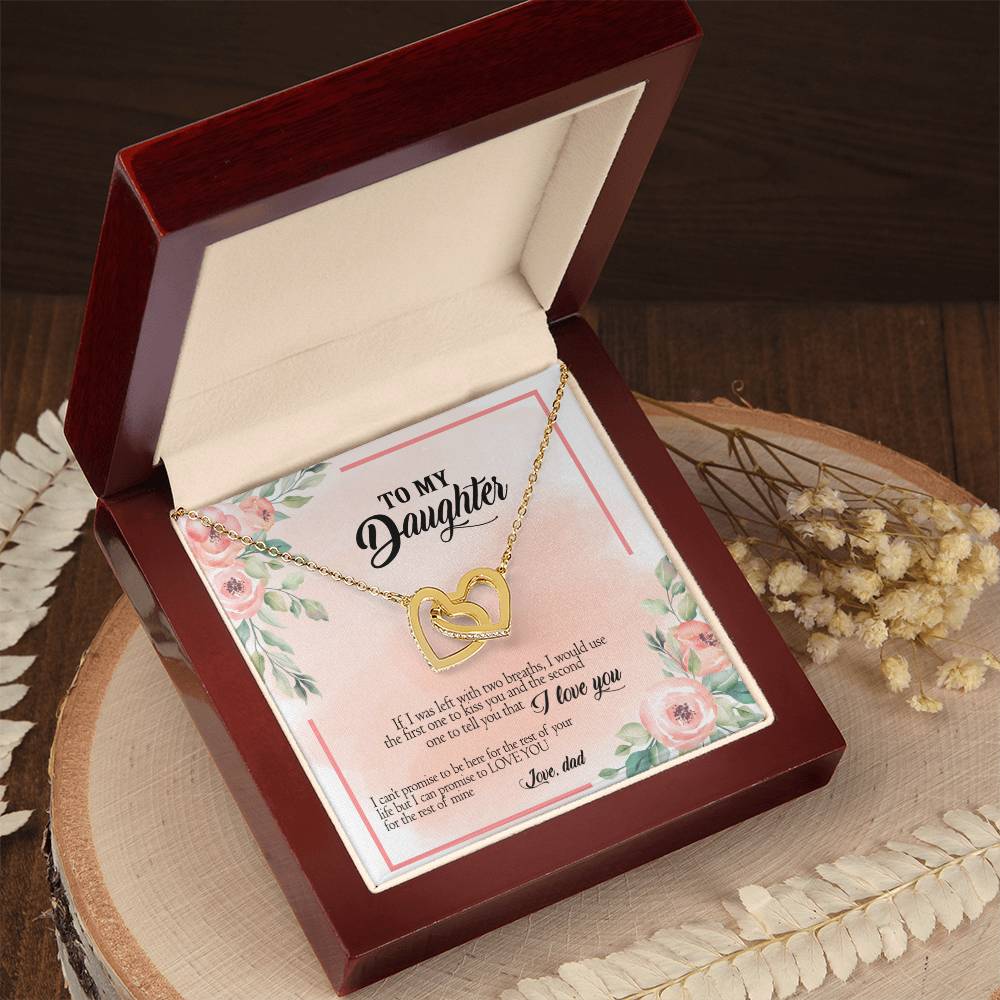 To My Daughter - I Promise To Love You For The Rest Of My Life Interlocking Hearts Necklace