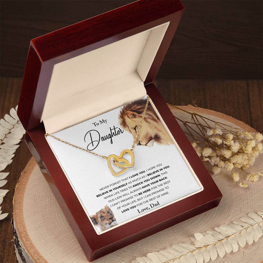 To My Daughter - This Old Lion - Hearts Necklace Interlocking Hearts Necklace