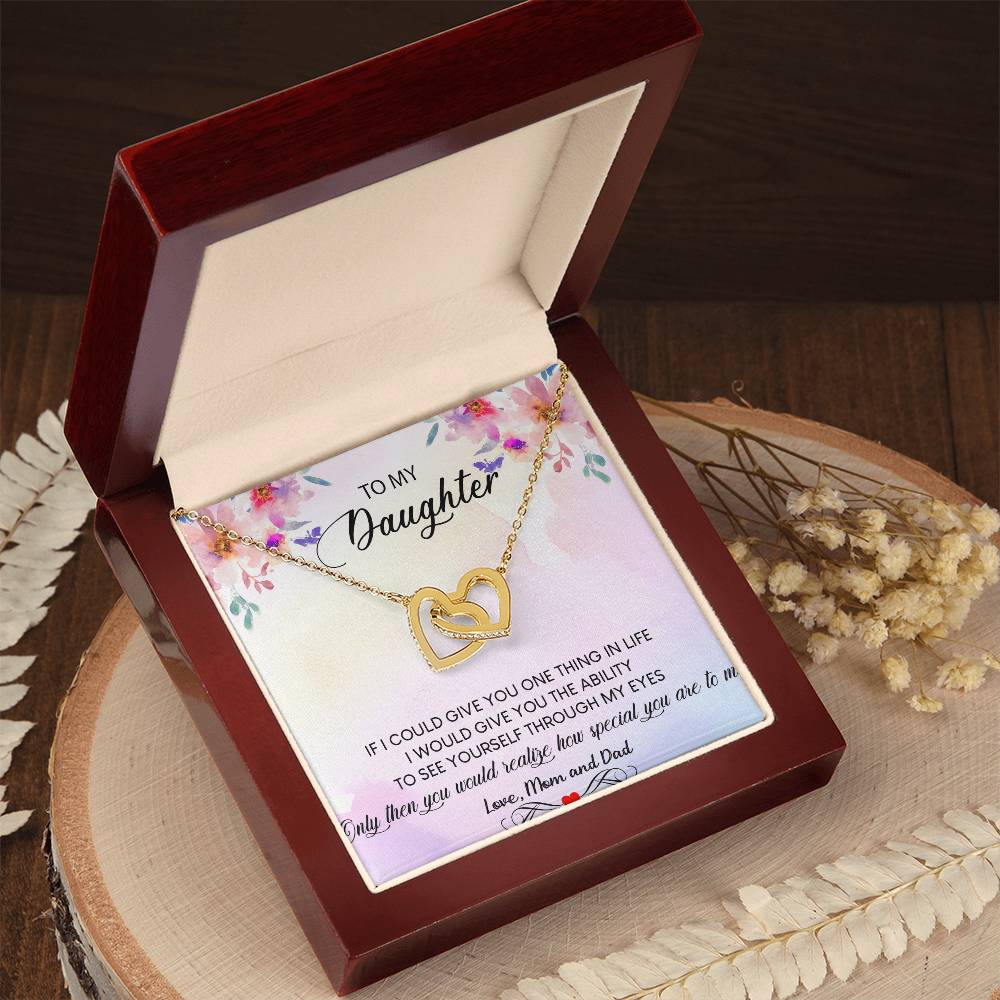 To My Daughter Necklace Daughter Necklace From Mom And Dad Personalized Daughter Interlocking Hearts Necklace Gift Daughter Birthday Gift