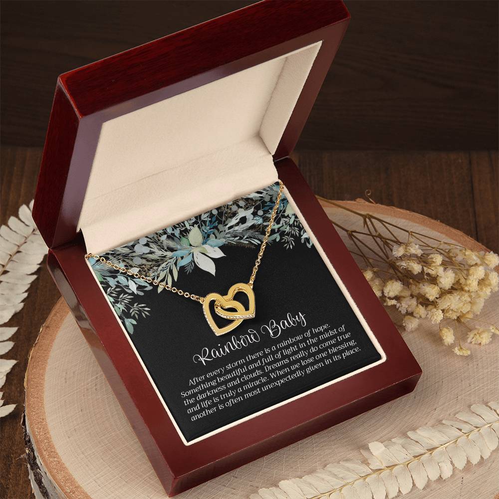 Rainbow Baby Necklace Interlocking Hearts Necklace