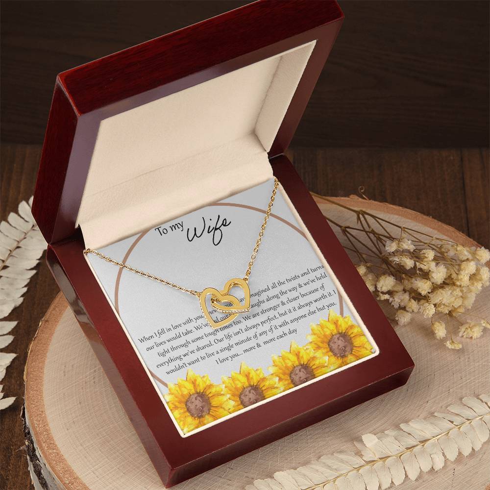 To My Wife When I Fell In Love With You - Daisy Interlocking Hearts Necklace
