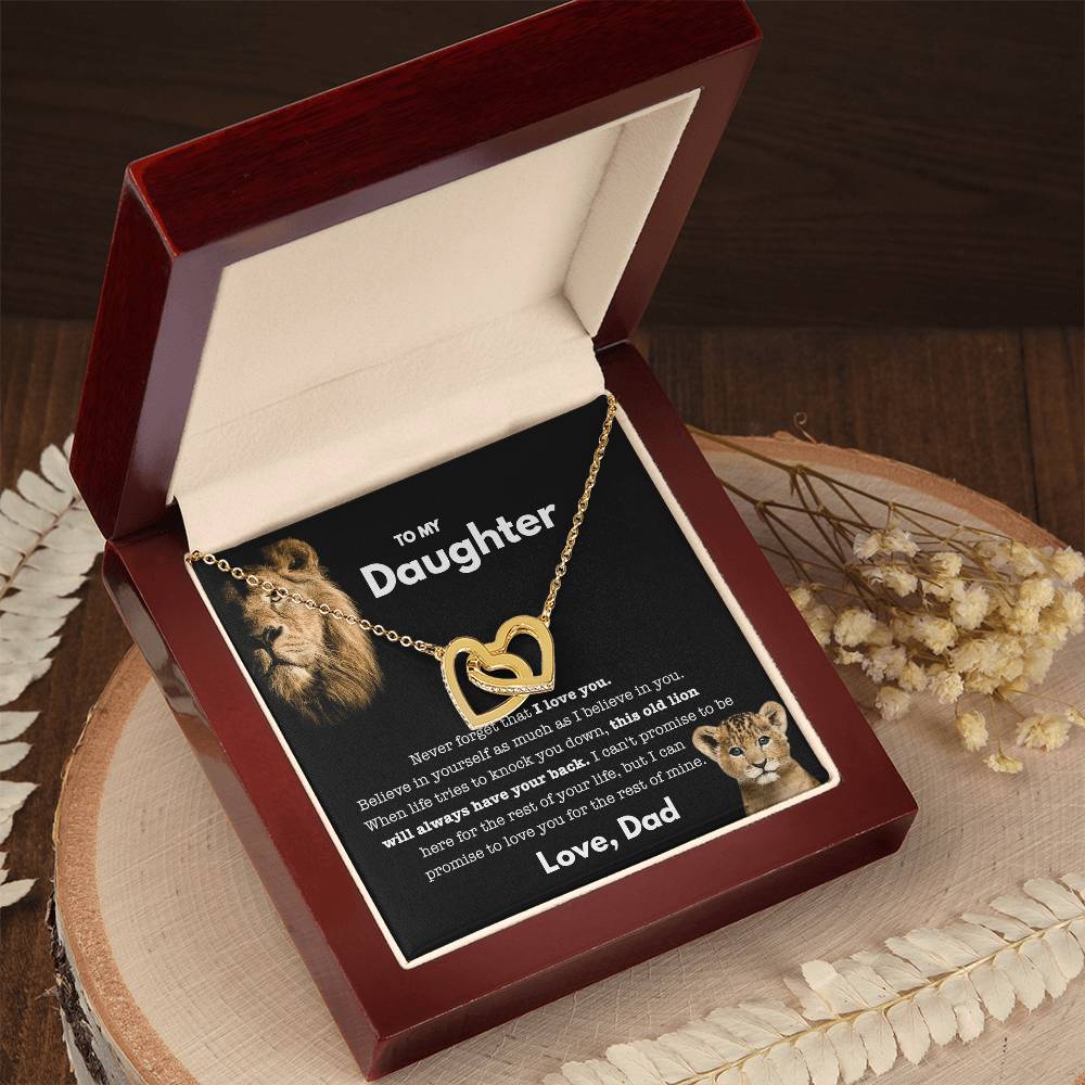 To My Daughter - Old Lion - Necklace Interlocking Hearts Necklace