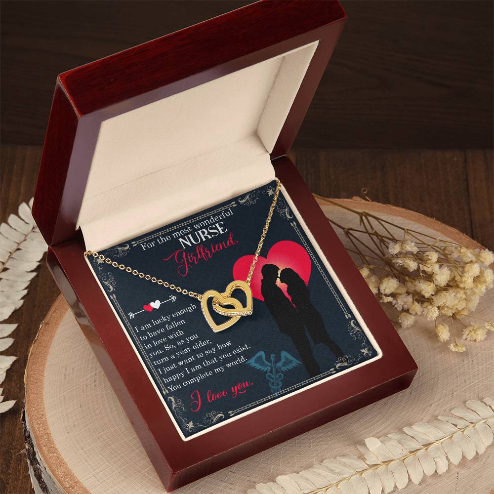Gifts For Birhday Nurse Girlfriend Necklace Cards Anniversary Gifts For Women Gold Jewelry Interlocking Hearts Necklace