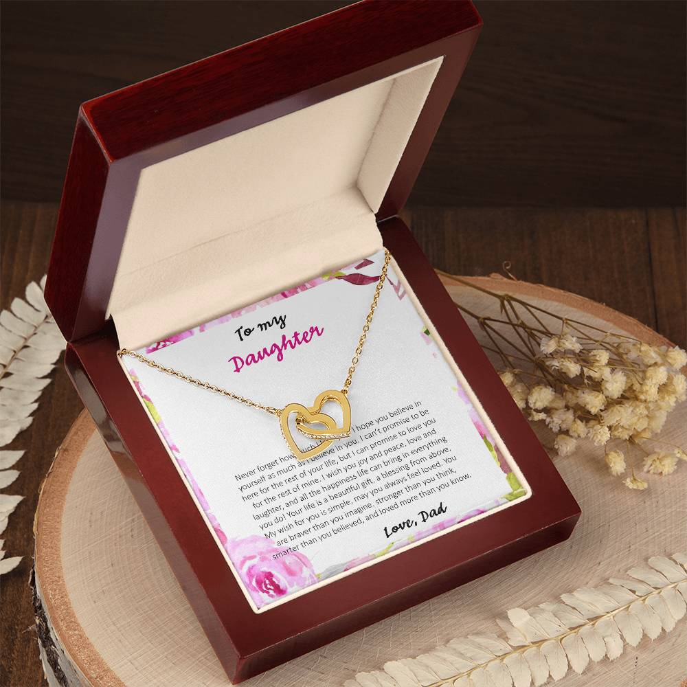 To My Daughter Never Forget How Much I Love You - Love Dad Interlocking Hearts Necklace