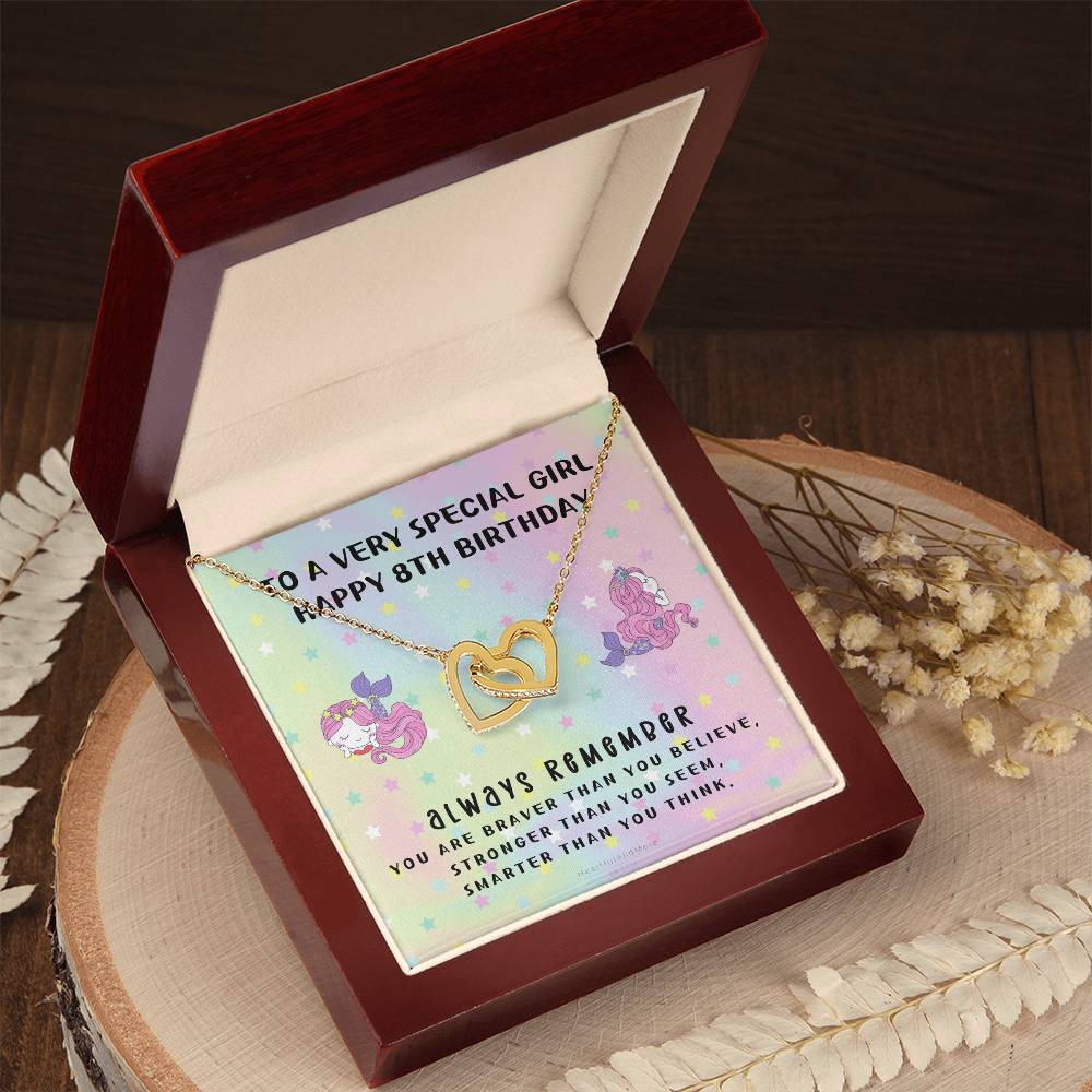 8Th Birthday Gift 8Th Birthday Necklace Gift Happy 8Th Birthday Gift Gift For 8 Year Birthday Girl Interlocking Hearts Necklace
