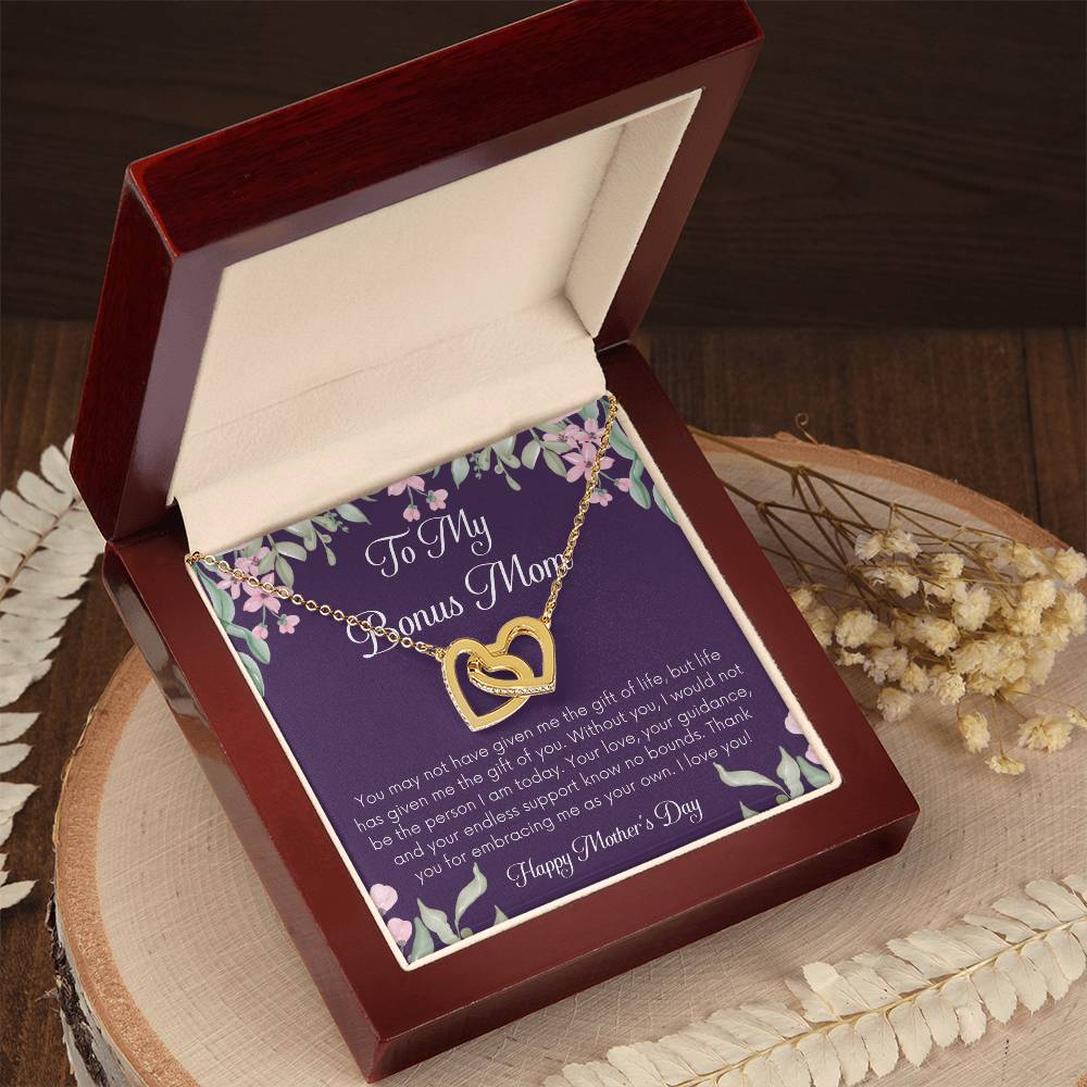 Bonus Mom Necklace Mothers Day Gift Daughterson To Mom Gift Bonus Mom Step Mom Gift Present For Stepmom On Mothers Day Stepped Up Mom Interlocking Hearts Necklace