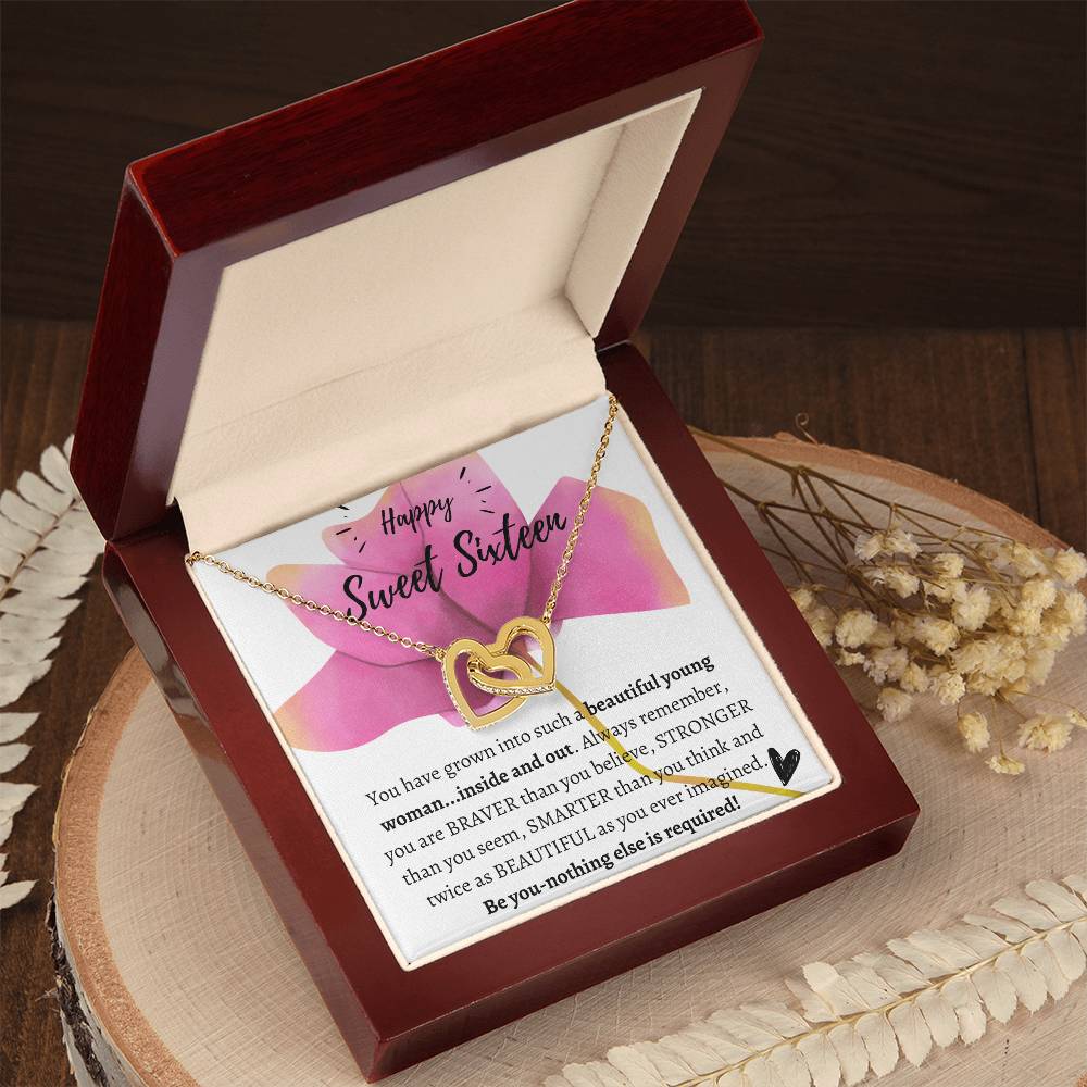 Be You - Nothing Else Is Required - Happy Sweet Sixteen! Interlocking Hearts Necklace