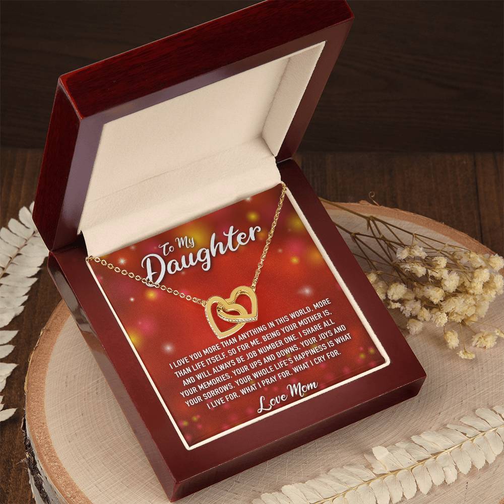 To My Daughter Interlocking Hearts Necklace
