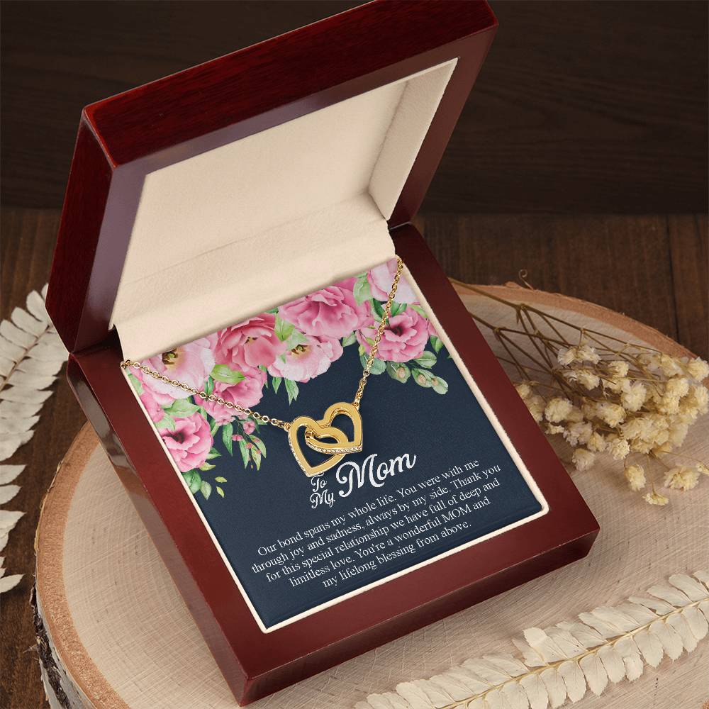 To My Mom You'Re A Wonderful Mom Interlocking Hearts Necklace