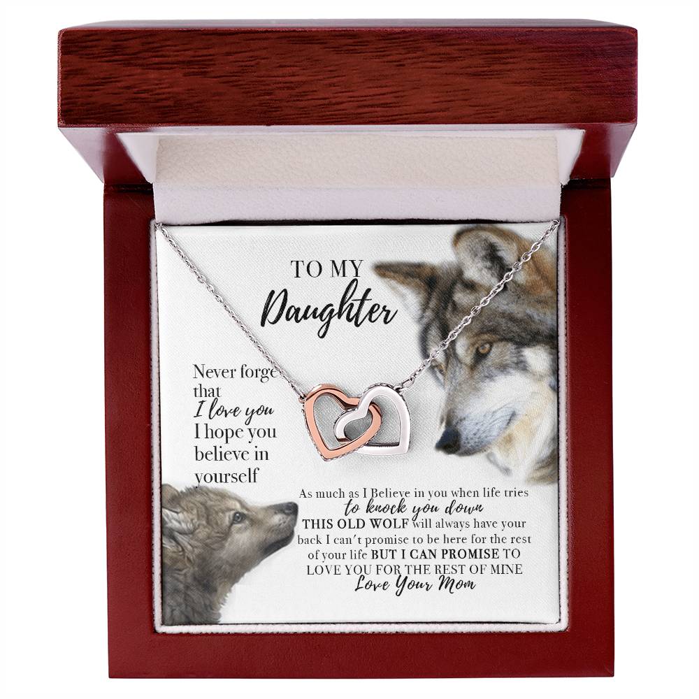 To My Daughter Necklace From Wolf Mom Interlocking Hearts Necklace